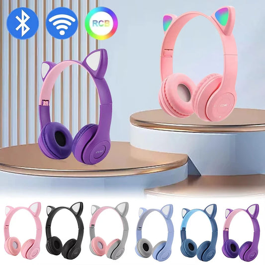 Bluetooth Headphones Cute Cat Ear Gaming Headset