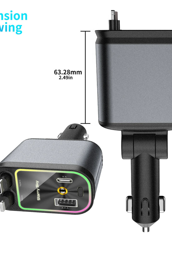 Scalable Car Charger 4 in 1 Fast Charging.2-Ports Cigarette Lighter Adapter