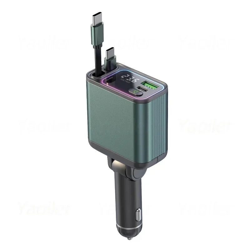 Scalable Car Charger 4 in 1 Fast Charging.2-Ports Cigarette Lighter Adapter