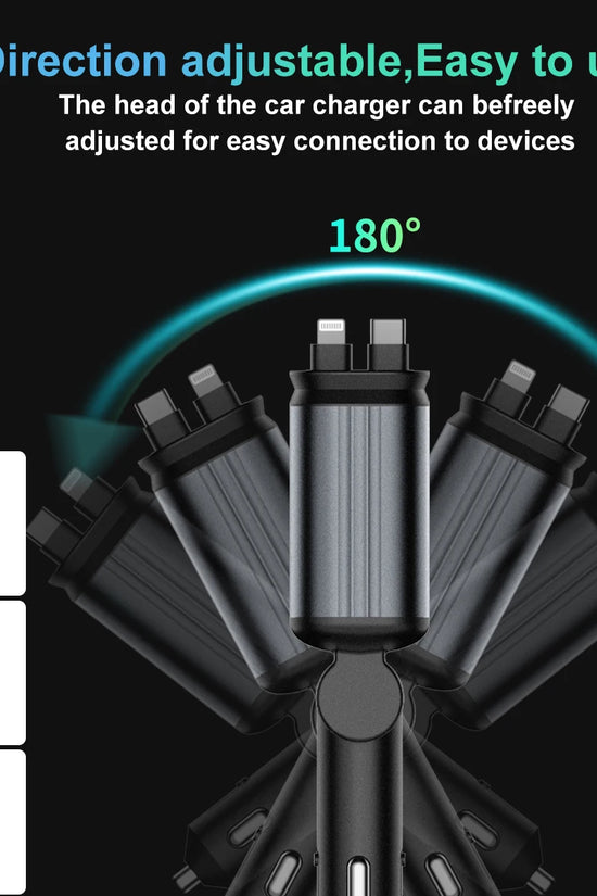 Scalable Car Charger 4 in 1 Fast Charging.2-Ports Cigarette Lighter Adapter