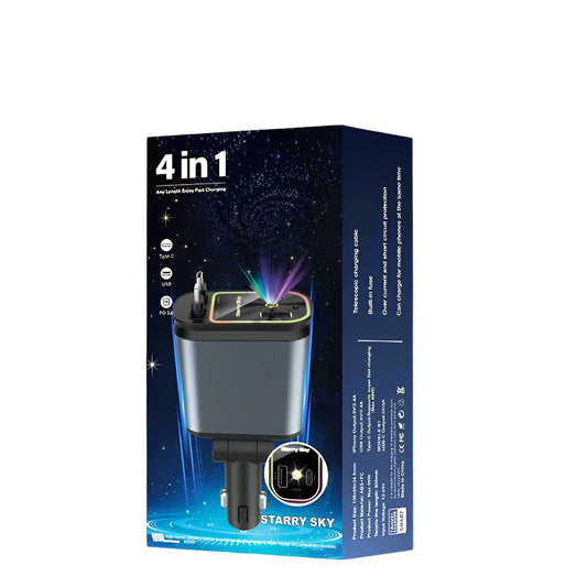 Scalable Car Charger 4 in 1 Fast Charging.2-Ports Cigarette Lighter Adapter