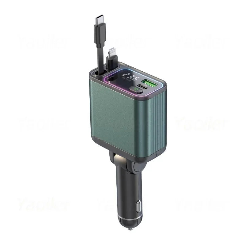 Scalable Car Charger 4 in 1 Fast Charging.2-Ports Cigarette Lighter Adapter