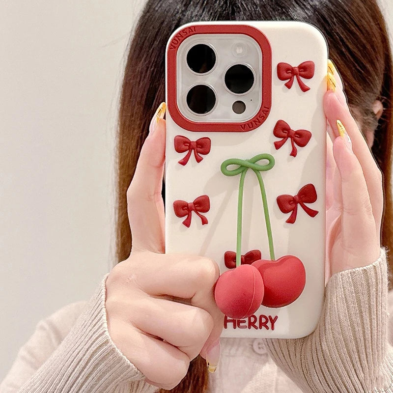 Cherry Soft Silicone Phone Case For iPhone